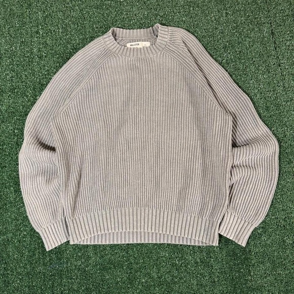 Hollister Other - Hollister Boxy Knit Sweater Mens Small Light Gray Ribbed Raglan Streetwear 0203